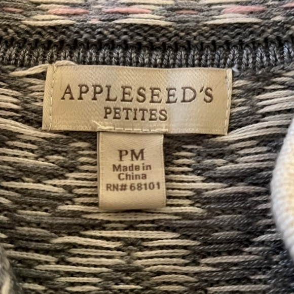 Appleseed’s Women’s Nordic Inspired Front Zip Cardigan Jumper Pink Cream Gray PM - Picture 10 of 16
